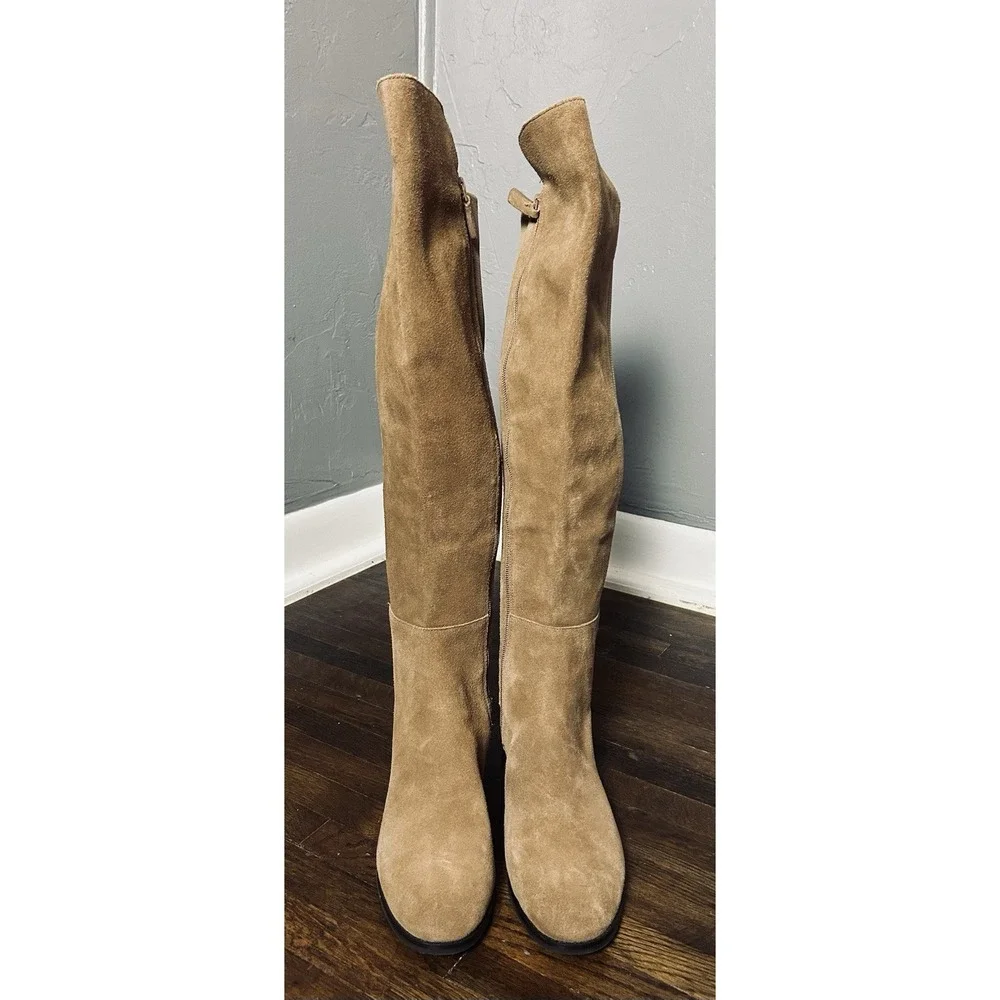 Cole Haan Isabelle Tan Suede Elastic Panel Over The Knee Riding Boots Women 10B